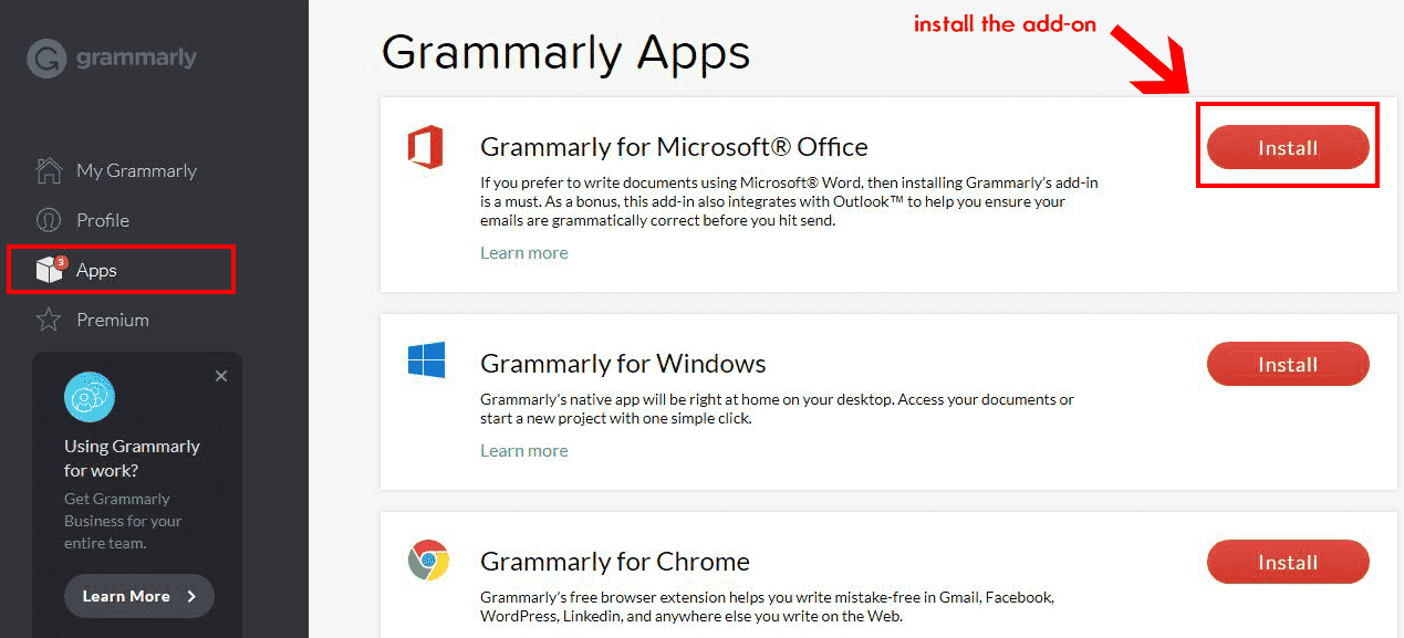 how to use grammarly in microsoft word