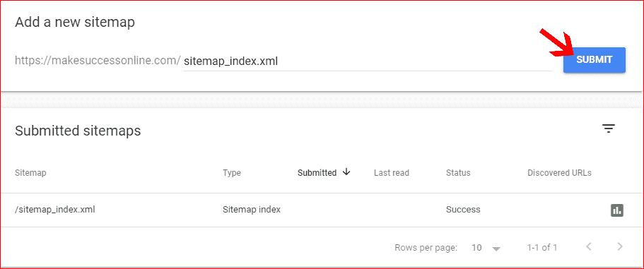 submit sitemap to search console