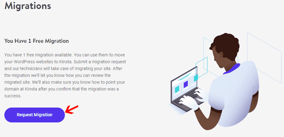 Free website migration in kinsta hosting