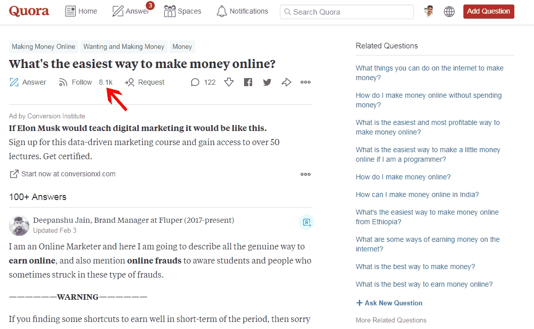 quora for making course