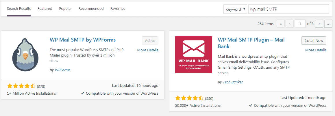 search for wp mail smtp