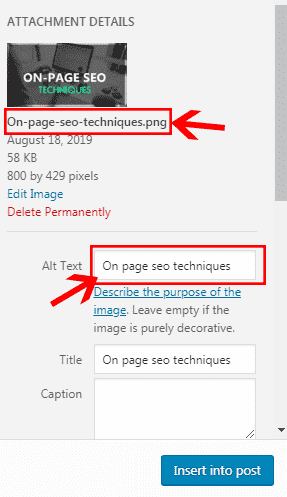 image optimization for on page seo