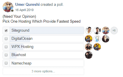 Siteground facebook poll results