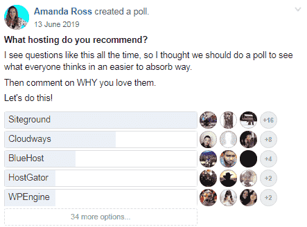 Siteground facebook poll by amanda ross