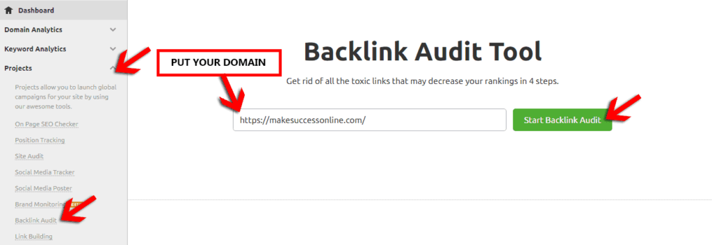 Backlink audit by semrush