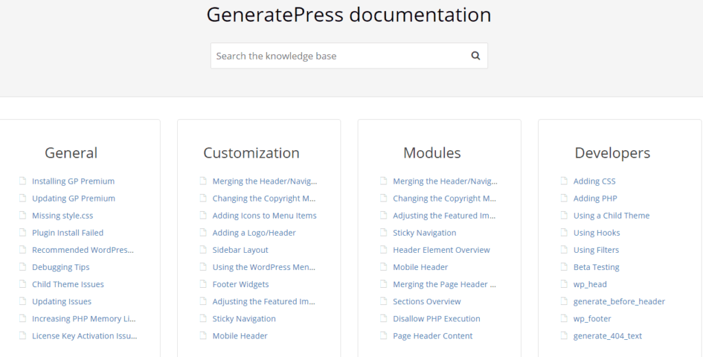 GeneratePress documentation