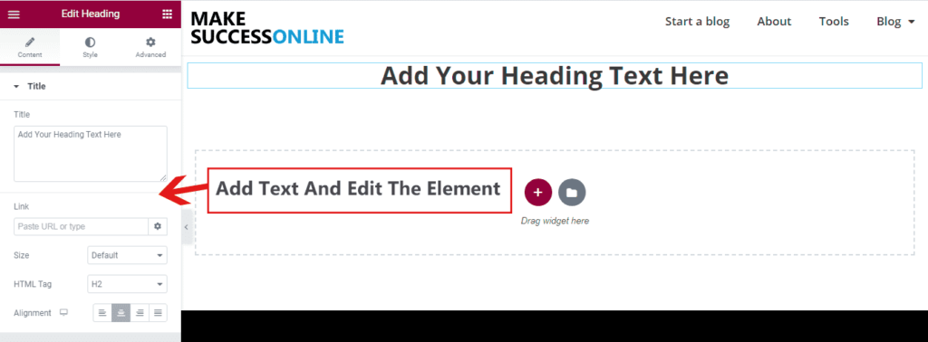 Elementor editor 2