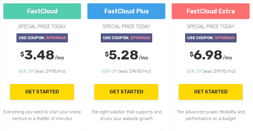 FastComet hosting pricing